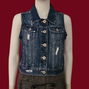 AMETHYST JEANS Distressed Denim Cowgirl Grunge Baddie Waistcoat Vest